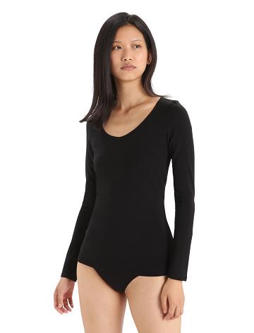 Sous Vêtement Icebreaker Merino Siren Long Sleeve Sweetheart Top Femme Noir | FR 1691GSOL